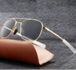 AO Pilot Sunglasses For Men Women Classic Retro golden black - Image 2