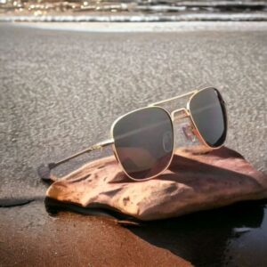AO Pilot Sunglasses For Men Women Classic Retro golden black